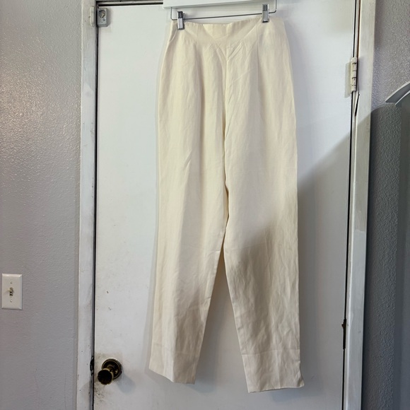 Badgley Mischka Pants - Vintage Designer Trousers Pants Linen Silk Badgley Mischka Cream Dead Stock 6